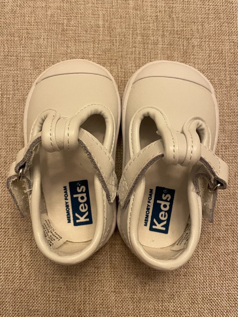 Baby Girl White T-Strap Keds Size 1M NWOT